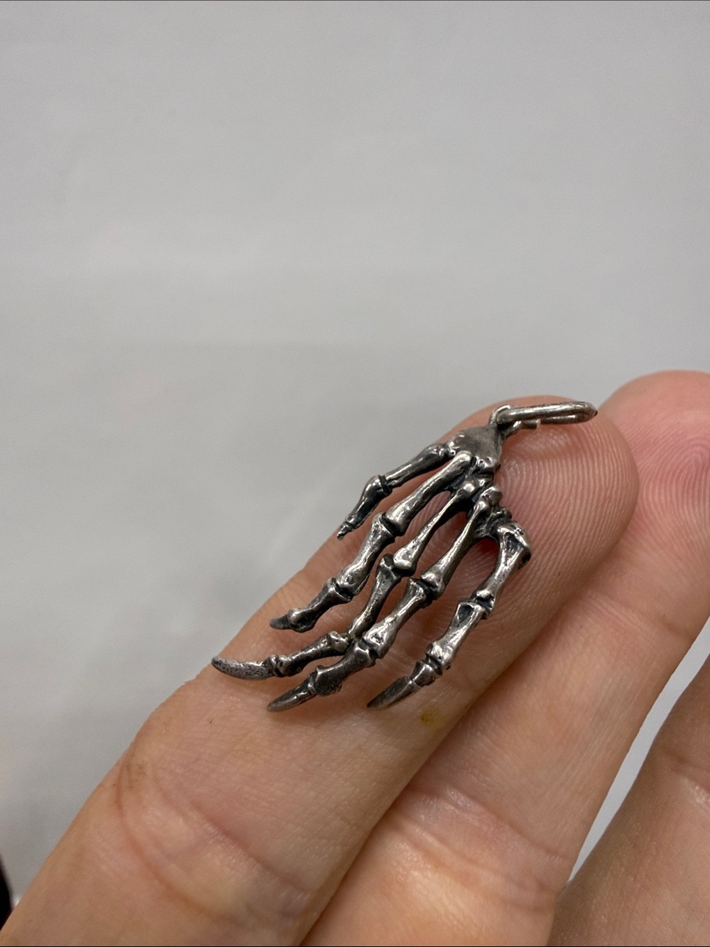 Skeleton Hand Pendant Charm in Sterling Silver